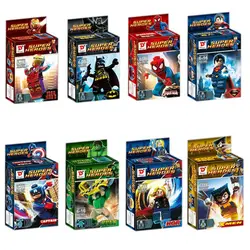 8boxes комплект Мстители super hero строительные блоки коробка + карта + блоки комплект Рыцари игрушка обучения игрушка