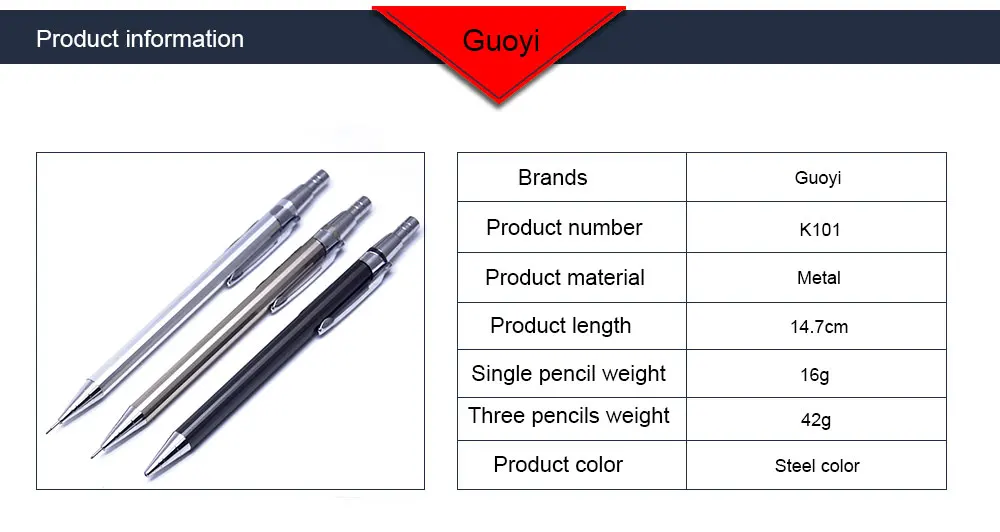 Guoyi K101, 3 цвета, Металлический Мини автоматический карандаш, 0,5 мм., для обучения, офиса, школы, канцелярские принадлежности, Подарочная металлическая ручка и ручка для бизнес-отелей