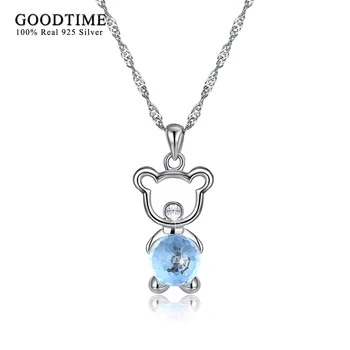 

Necklace 925 Sterling Silver Crystal Bear Pendant Necklaces Fashion Sterling-Silver-Jewelry Cute Necklaces For Women Girls Gifts