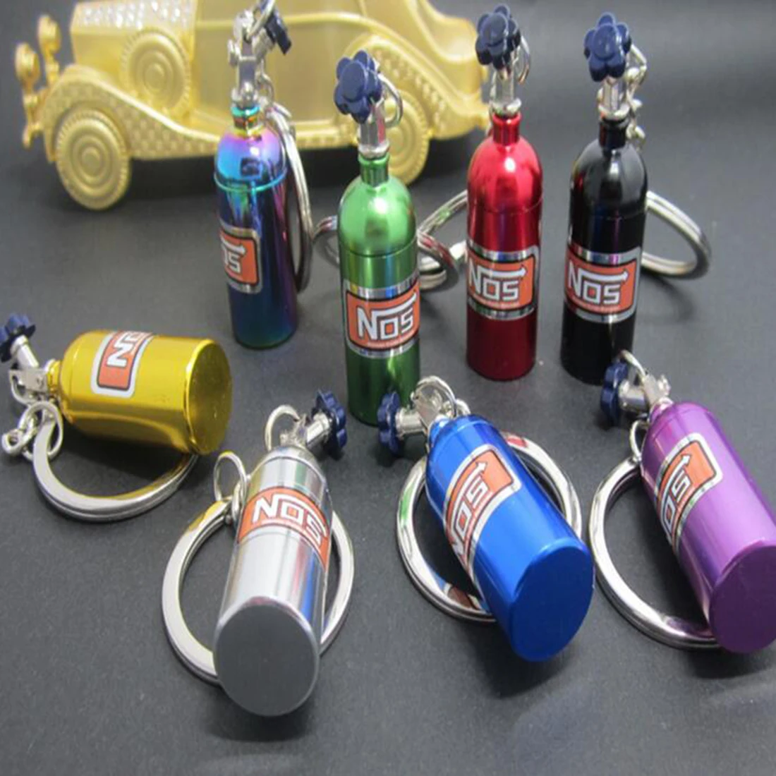 

Hot Sale Nitrous Oxide Bottle Extinguisher Keychain Mini Nitrous Oxide Bottle Keyring Stash Pill Box Storage Keyfob Random Color