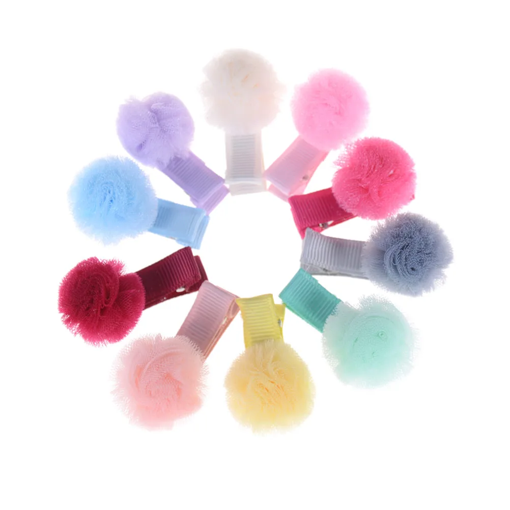 5PCS Korean small Net yarn Ball With Hair Clip original children hair clip hairpin Best Gift | Детская одежда и обувь