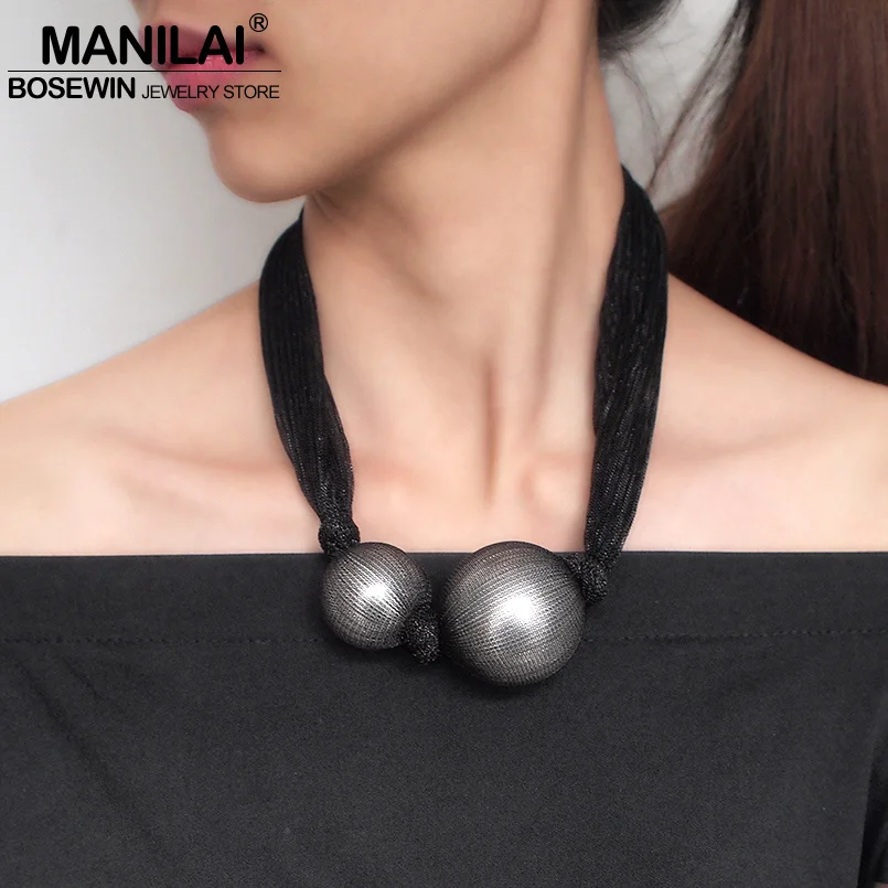 MANILAI Big Simulated Pearl Necklaces For Women 2019 Chunky Collar Choker Big Ball Pendant Necklace Statement Female Jewelry