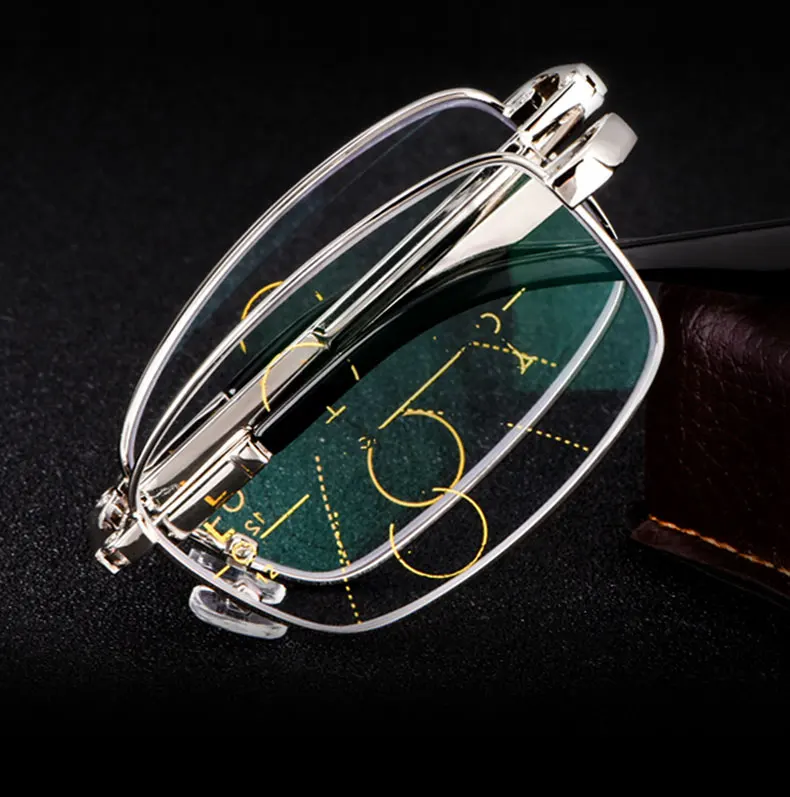 Hotochki Unisex Foldable Full Rim Alloy Frame Progressive Anti Blue Light Reading Glasses B855 - Product Image 2