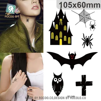 

Black Owl Bat Waterproof Temporary Tattoo Sticker Taty For Women Men Rocooart Hand Neck Water Transfer Flash Fake Tattoo Decals