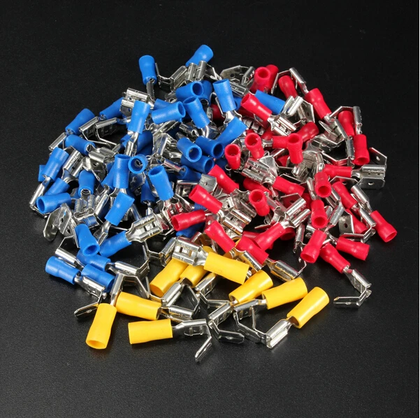 

100PCS Piggyback Spade Crimp Terminal Connector 0.5-6.0mm 10-22AWG