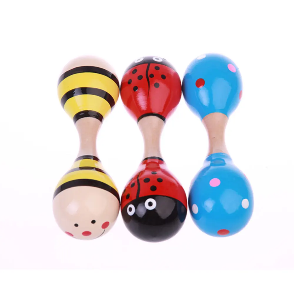 Hand Rattle Bell Educational Mini Wooden Ball Percussion Learning