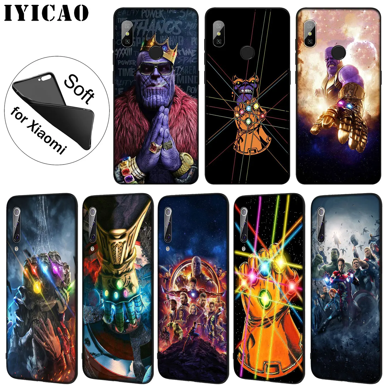 IYICAO The Avengers Thanos Marvel Soft Silicone Phone Case for Xiaomi Mi 10 9 9T CC9 CC9E 8 SE A3 Pro A1 A2 Lite 6 f1 |