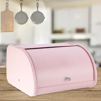 

Metal Bread Box Bin kitchen Storage Containers with Roll Top Lid Kitchenware Storage Box 2019ing