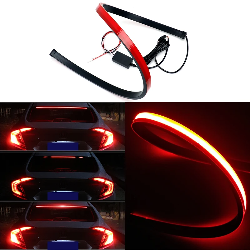 

Red Flowing Flashing Car Third Brake Light LED Light Strip Rear Tail High Mount Stop Lamp 12V Signal Safety Warning Light For A3