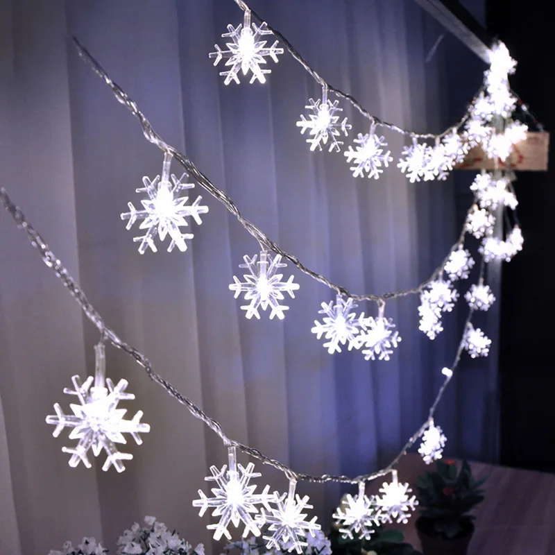 DIDIHOU рождественские украшения огни Рождественские снежинки светодиодные гирлянды снежные огни украшения рождественской елки