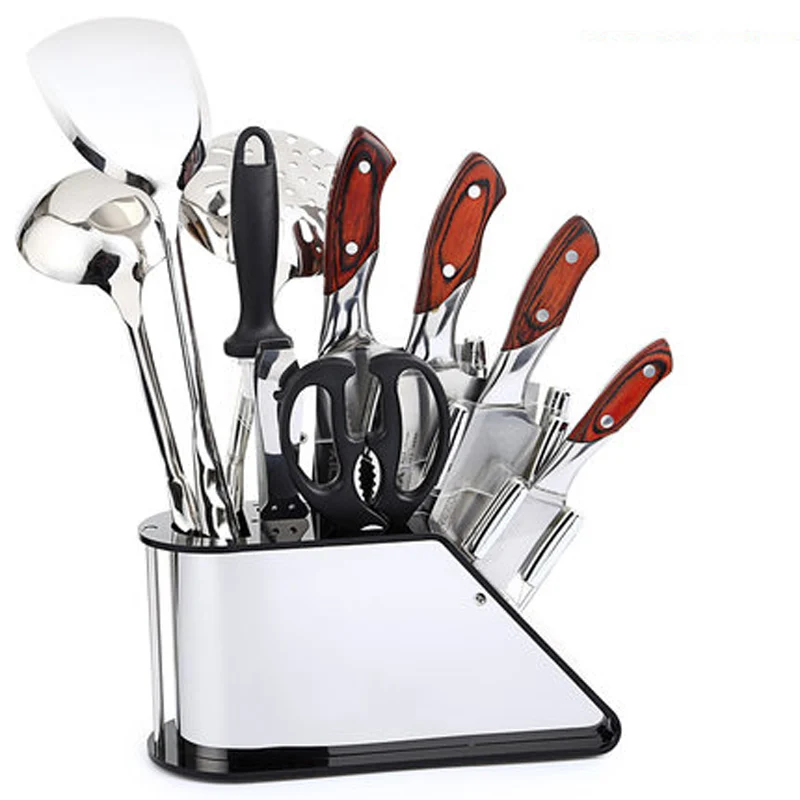 

High Quality Stainless Steel Kitchen Knife Rack Holder Plastic Knife Block Cutting Knife Storage Holder Knife Stand Kitchen Toos