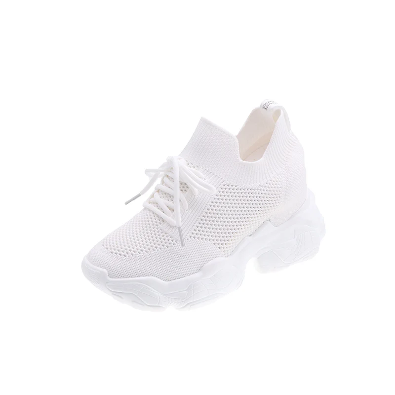 Белые женские кроссовки; женские кроссовки на массивном каблуке; обувь из вулканизированной кожи; повседневные модные кроссовки на платформе для папы; Basket Femme Krasovki - Color: White