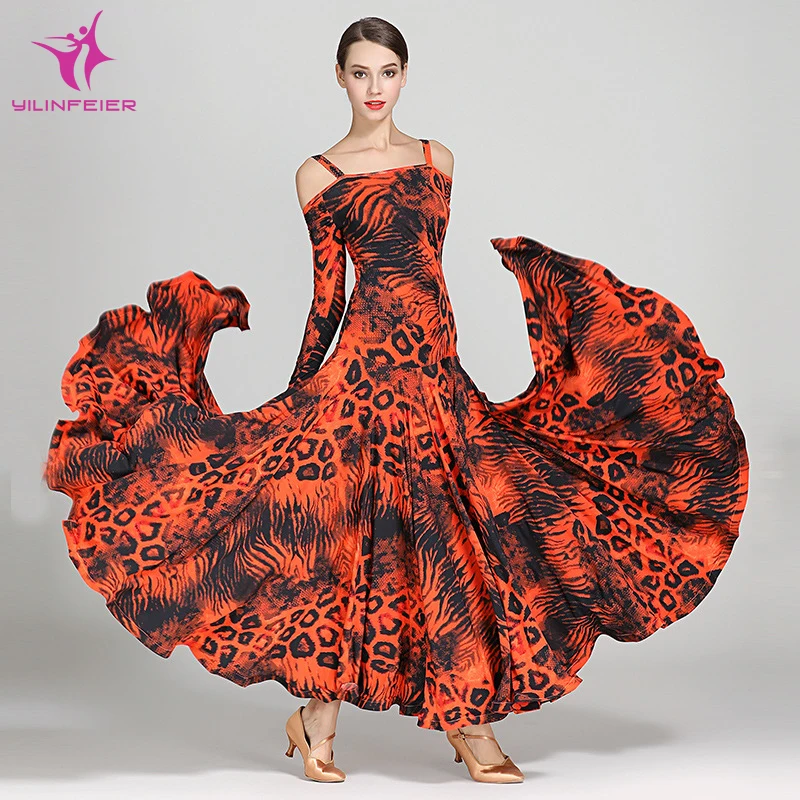 

YILINFEIER S9043 Modern Dance Costume Women Ladies Dancewear Waltzing Tango Dancing Dress Ballroom Costume Evening Party Dress