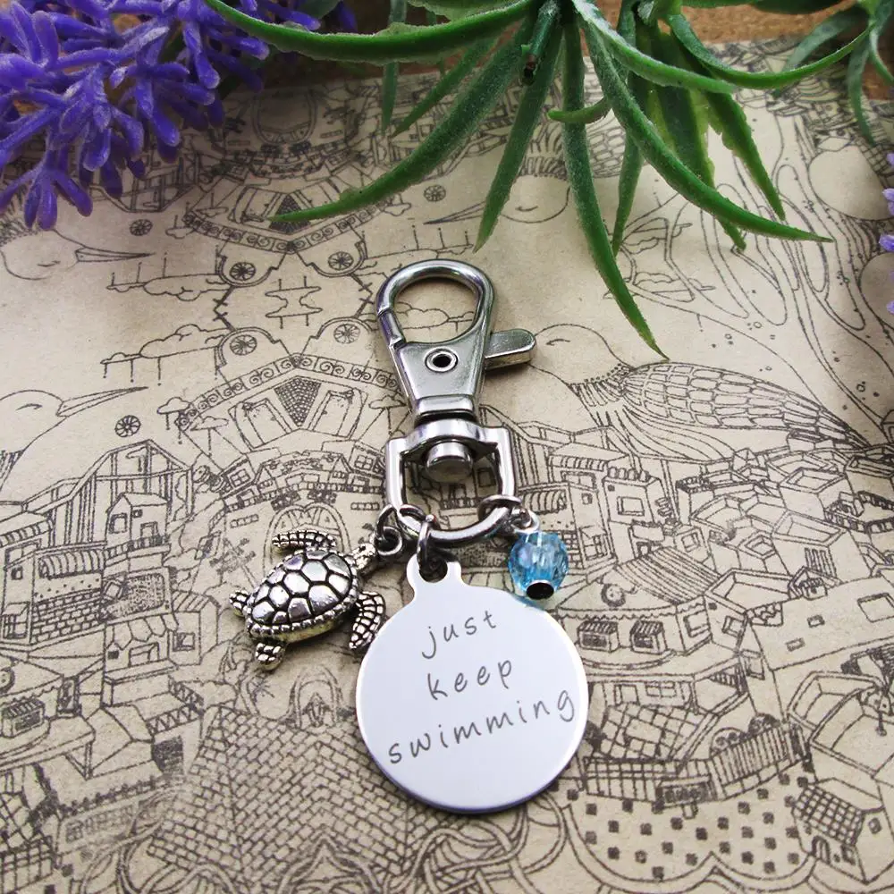 Высококачественный брелок для ключей с черепахой из нержавеющей стали, подарок на день рождения - Цвет: keychain