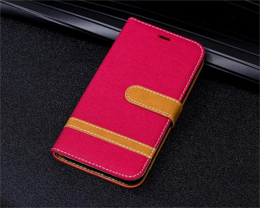 Для Xiaomi Redmi 7 6 6A 6 Pro F1 чехол из джинсовой ткани Coque Etui чехол для Redmi Note 7 6 Pro 5A Y1 Lite кошелек из искусственной кожи чехол - Цвет: red