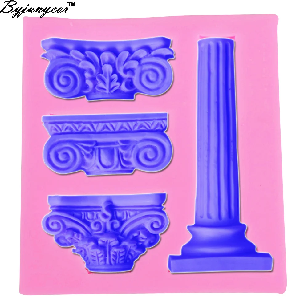 

Byjunyeor M482 Retro Rome Column Fondant Silicone Mold Sugar Craft Chocolate Mold Cake Decoration Kitchenware 9.3*10.1*1.3CM