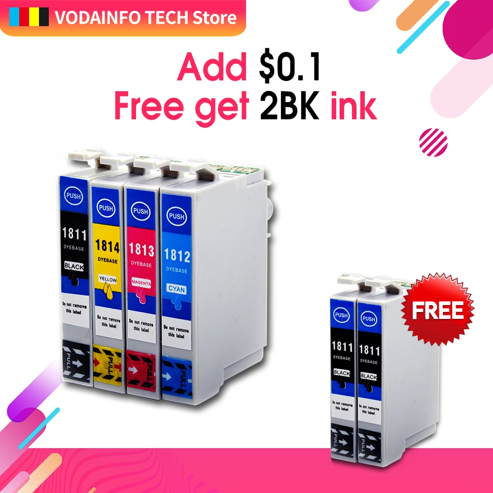 Замена для T1811 T1812 T1813 T1814 EPSON XP 215 312 412 415 202 102 ink чернильных картриджей|Чернильные