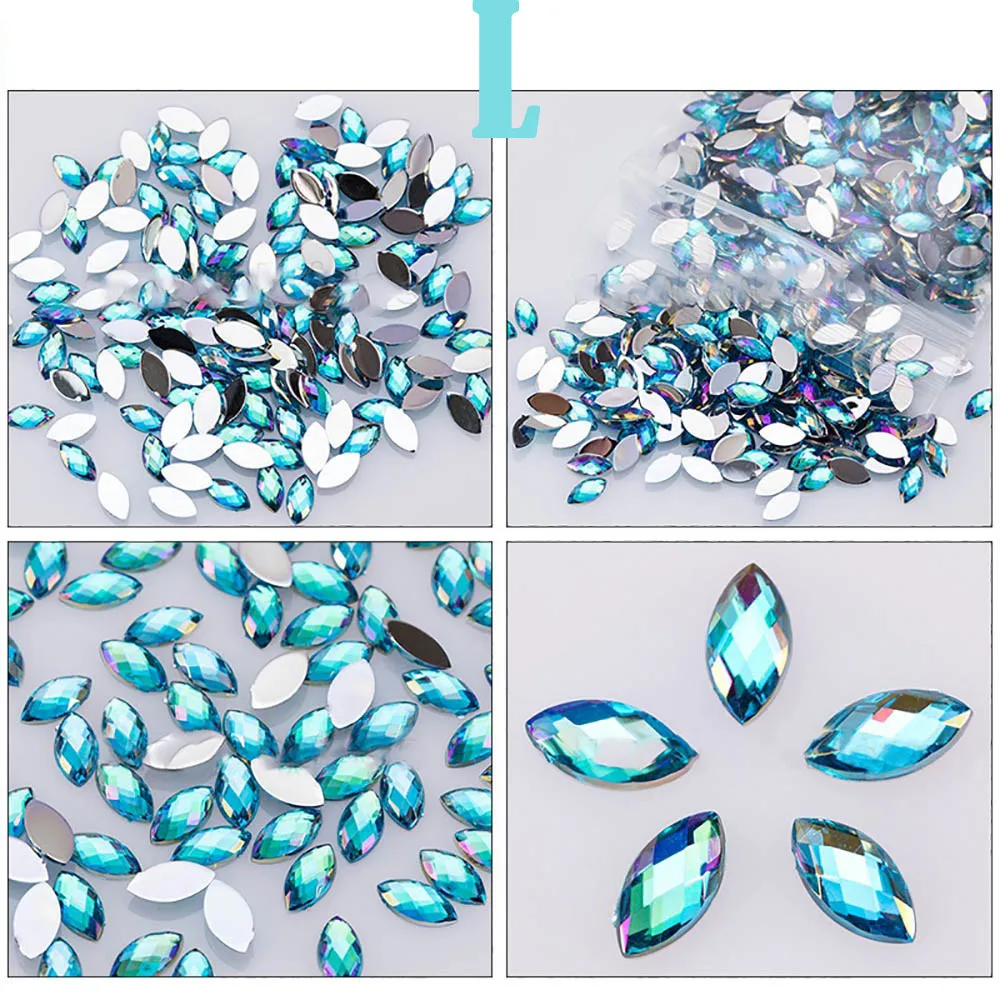 Nail Art Decoration 500Pcs Glitter Horse Eye Rhinestones 3D Nail Art Decorative Glue Acrylic Nail Decoration Manicure#p063