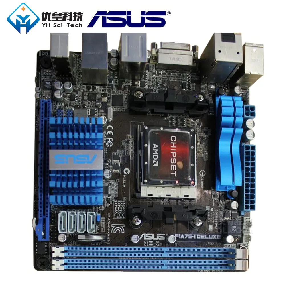 Оригинальная б/у настольная системная плата AMD A75 Asus F1A75-I Deluxe гнездо FM1 AMD A/E2 DDR3 32G Mini-ITX