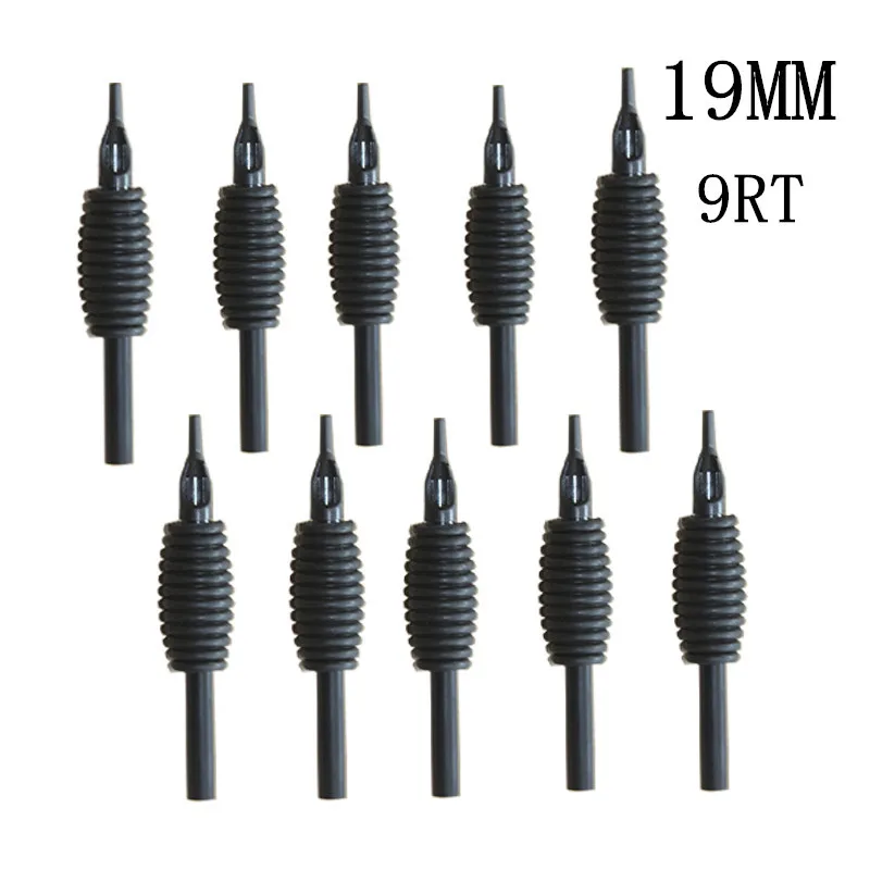 

YILONG 10 PCS NEW 19mm 9RT Newest Disposable Silicone Black Tattoo Grips Tips and Grip with Tip Free Shipping