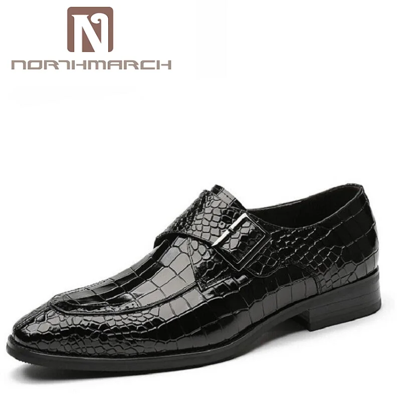 

NORTHMARCH Stone Pattern Oxfords Formal Shoes Mens Leather Wedding Shoes Black Loafers Shoes Winter Party Office Men Dress Shoe