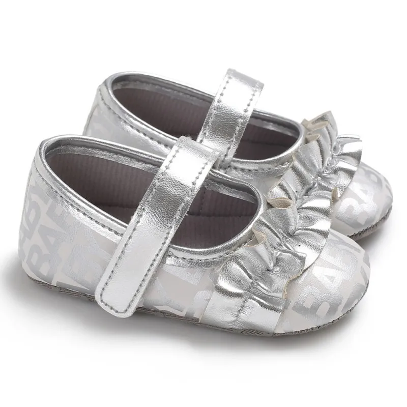 

Gold Silver Princess ShoesBaby Newborn Toddler Girl Crib Shoes Pram Soft Sole Prewalker Anti-slip Baby Shoes 0-18M