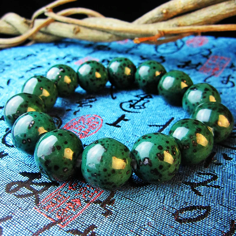 

Men's hand chain retro and domineering color of 14mm ceramic beaded bracelet