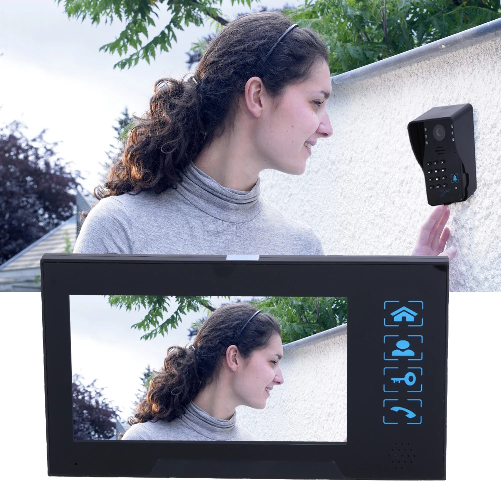 

LCD Screen HD Villa-Type Video Doorbell IR Night Vision Visual Rain-proof 7-inch Calendar Models Comes With Memory Card #LO