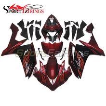 Injeção carenagens completo para yamaha r1 ano 2007 2008 yzf1000 07 08 ABS Motorcycle Fairing Kit Carroçaria Preto Chamas Vermelhas Carenes