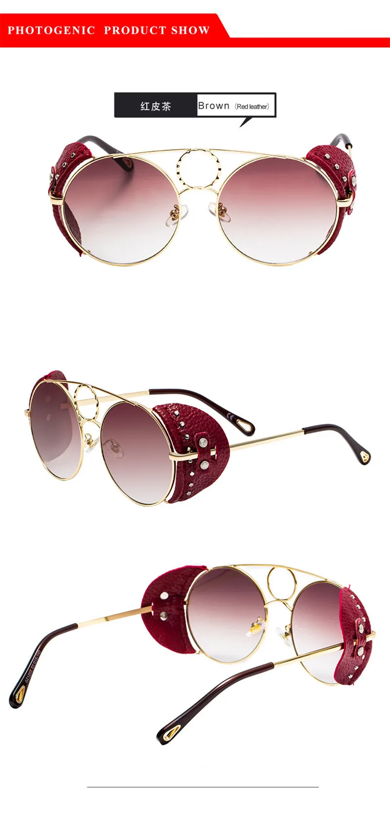 Ретро Круглые Солнцезащитные очки в стиле стимпанк женские мужские итальянские брендовые дизайнерские солнцезащитные очки из