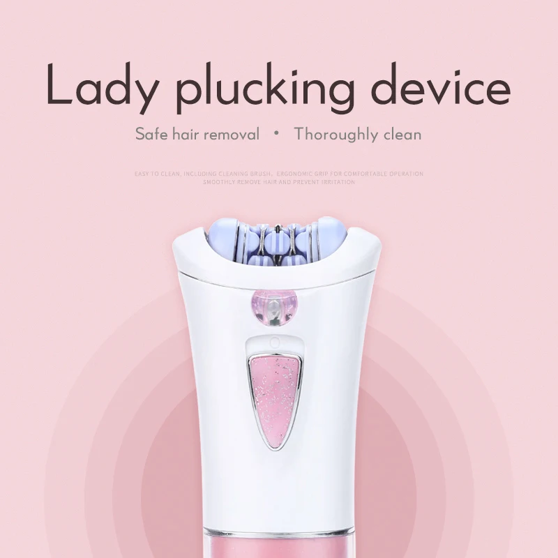 Woman's Epilator Battery Hair Removal Machine Electric Lady Shaving Trimmer Hair Remover with LED Light 40D