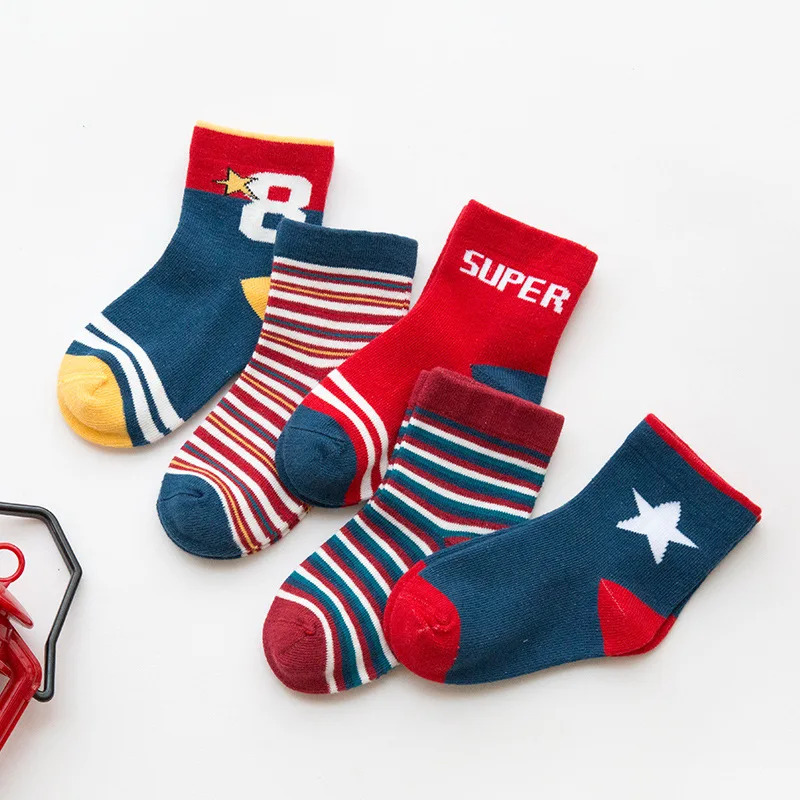5 Pairs Cartoon Baby Socks Spring Autumn Children Sock Stripes Cotton Kid Socks for Boys Girls Socks for 1-12 Year 5 Pairs Cartoon Baby Socks Spring Autumn Children Sock Stripes Cotton Kid Socks for Boys Girls Socks for 1-12 Year