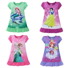 Модный стиль Анна Эльза Русалочка шаблон Девочки ночные рубашки Детские вечерние платья одежда для сна пижамы Ночное платье для маленьких девочек