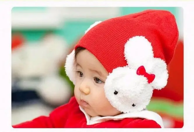 

knit cap for newborns Cute Rabbit Baby Kids Infant Toddler Child Warm Knit Hat Cap woolen caps for kids gorros