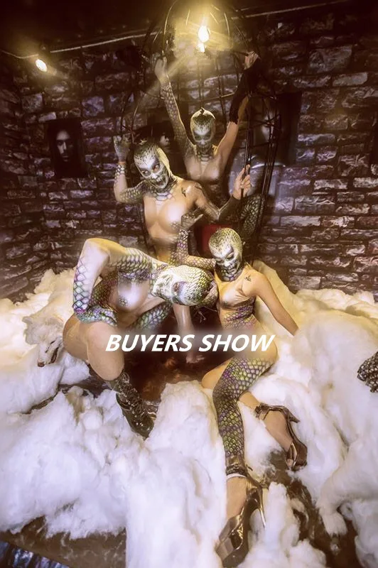 3D Snake printing Jumpsuit Men Women Horror Costume Bar Club Dance group Role performance costumes stage show leotard jumpsuit
