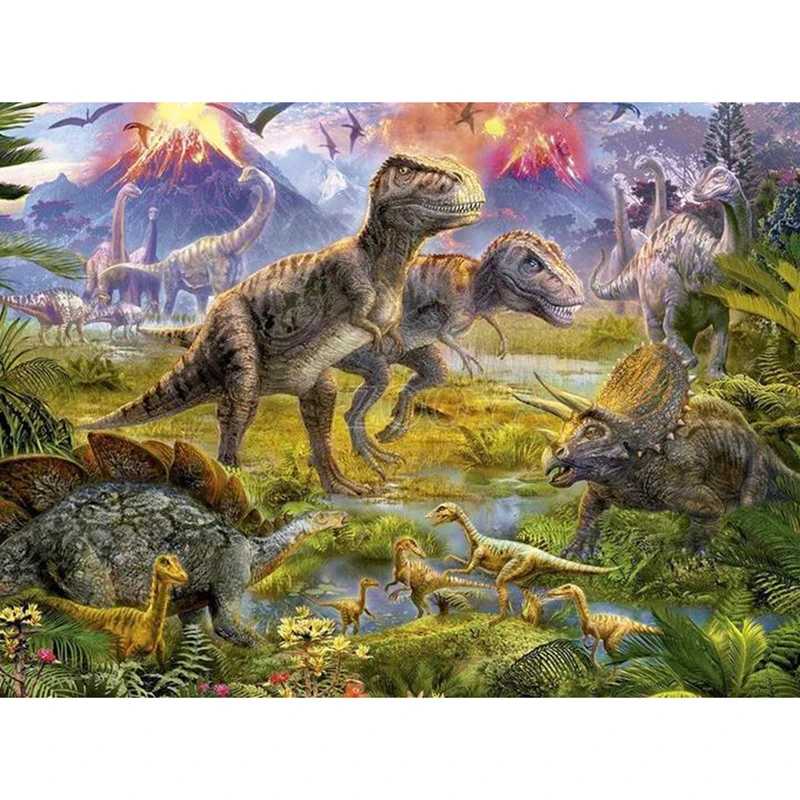 

Full Square/Round Diamond Painting Dinosaur World Embroidery Animal Cross Stitch Diamond Mosaic Full Picture Of Rhinestone Decor