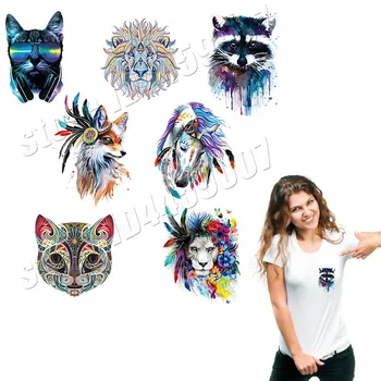 

7PCS/LOT Animal Stickers Set Hot Sale Washable Decorate DIY Accessory Parches Handmade Iron On Heat Transfer Popular Patches