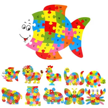 

Baby Wooden Alphabet Animal Puzzle Kids Numbers English 26 Letters Learning Educational Puzzle Toy Counting And Identify Colors