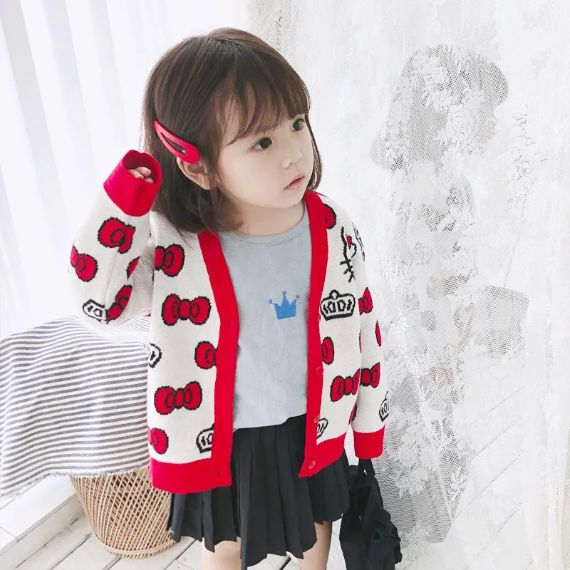

Baby Girls Sweaters Cardigans Spring Autumn Kids Knitted Jackets Coats Cartoon Pattern Toddler Girls Knitwear Children Cardians