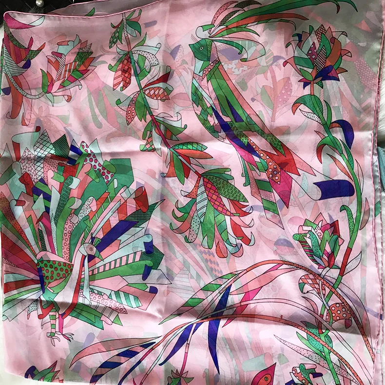 Acheter 2018 nouveau style femmes été foulard en soie imprimé fleur grand châle