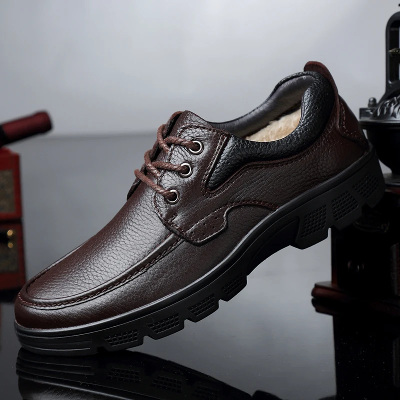 CcharmiX/роскошная мужская обувь из натуральной кожи в деловом стиле, большой размер 48, зимняя теплая обувь из плюша, официальная Свадебная