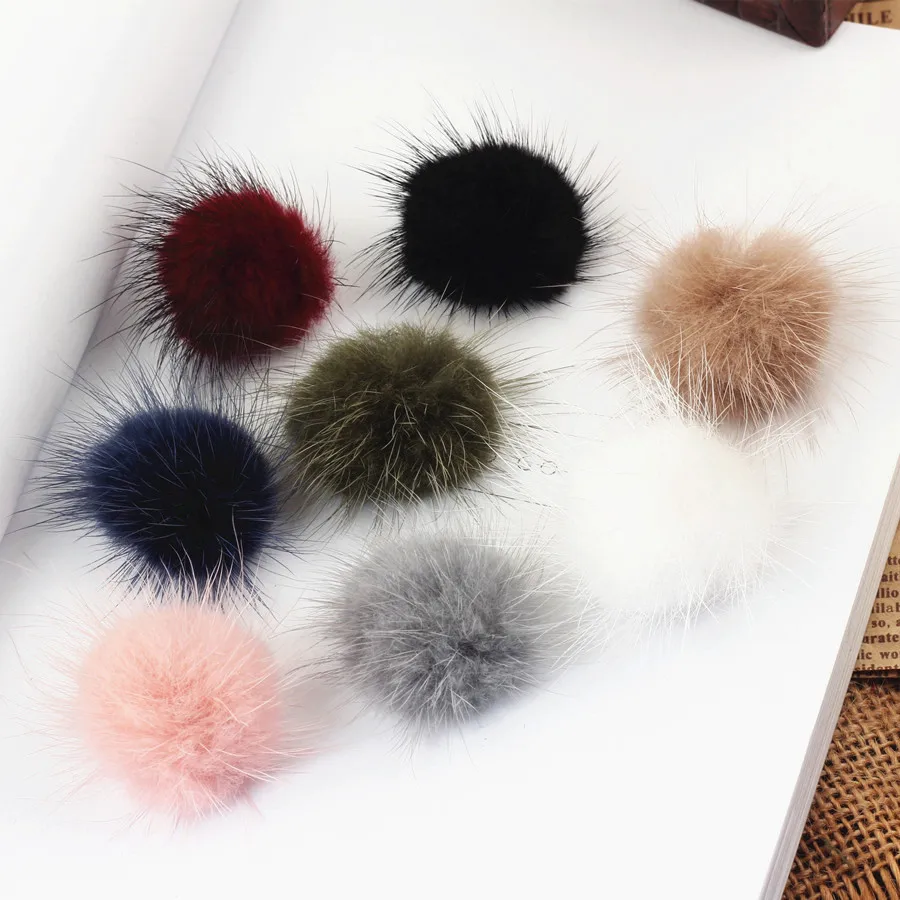 Ritoule Handmade earrings made ornaments Hair Barrette material 50mm mink fur ball DIY hairpin headdress flower accessories