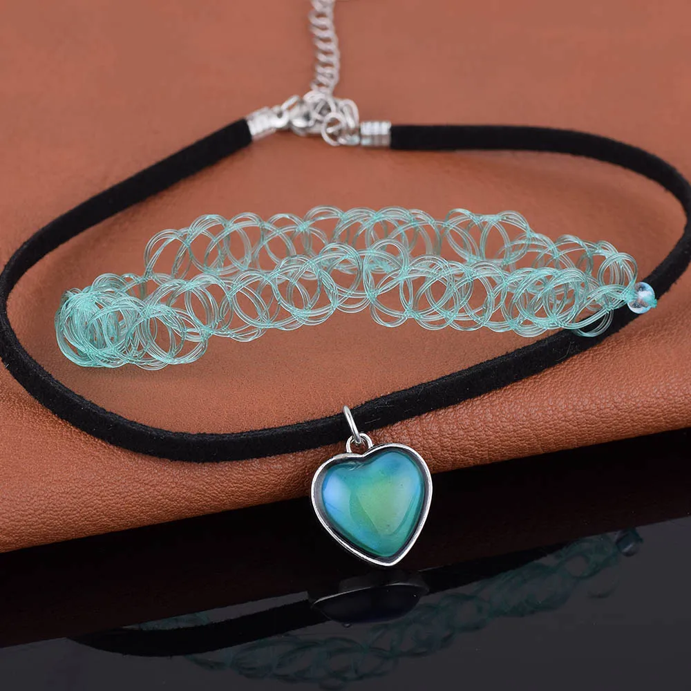 

Heart Love Choker Neckalce Jewelry Mood Heart Choker Temperature Change Color Feeling Emotional Color Start Gift Creative Magic