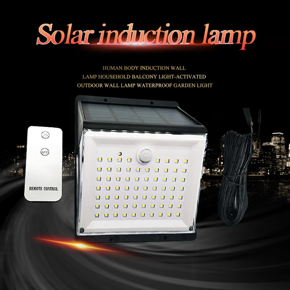 88 LED Solar Power Motion Sensor Light Voice Remote Control Outdoor Yard Wall Lamp