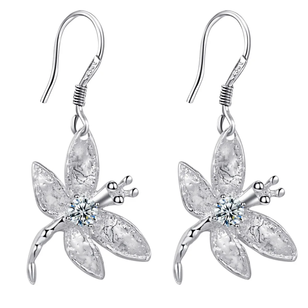 dragonfly insects high quality Silver Earrings for women fashion