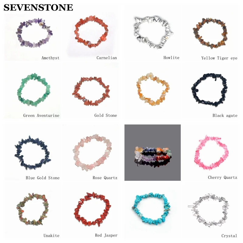 SEVENSTONE Новый 7 Чакра очаровательный натуральный камень Гравий браслет для женщины