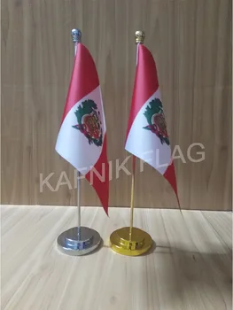 

KAFNIK,Peru Office table desk flag with gold or silver metal flagpole base 14*21cm country flag free shipping