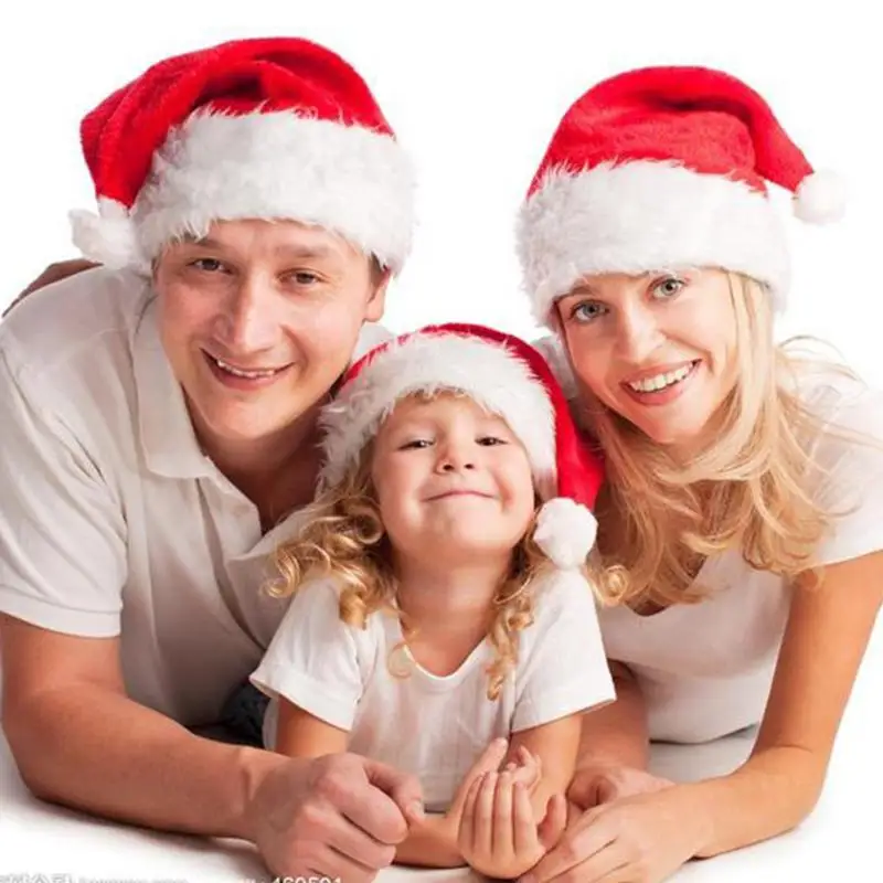 

Plush Supplies Gift Carnival Christmas Santa Claus Cap Adult Child Christmas Party Soft Velvet Cap For Homes Navidad Decoration
