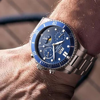 

Automatic Watches Men Mechanical Watch Top Luxury Brand Male Moon Phase Diving Calendar Wristwatch Waterproof Carnival Clock