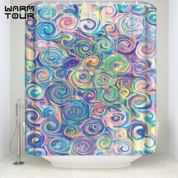 

Bath Shower Curtains Colorful Ink Vortex Painting Art Mildew-resistant Bathroom Decor Sets with Hooks Multicolor72 x 96"